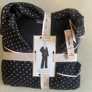 NWT Victoria’s Secret Modal Soft Long Pajama Set - Black Polka Dot - Small